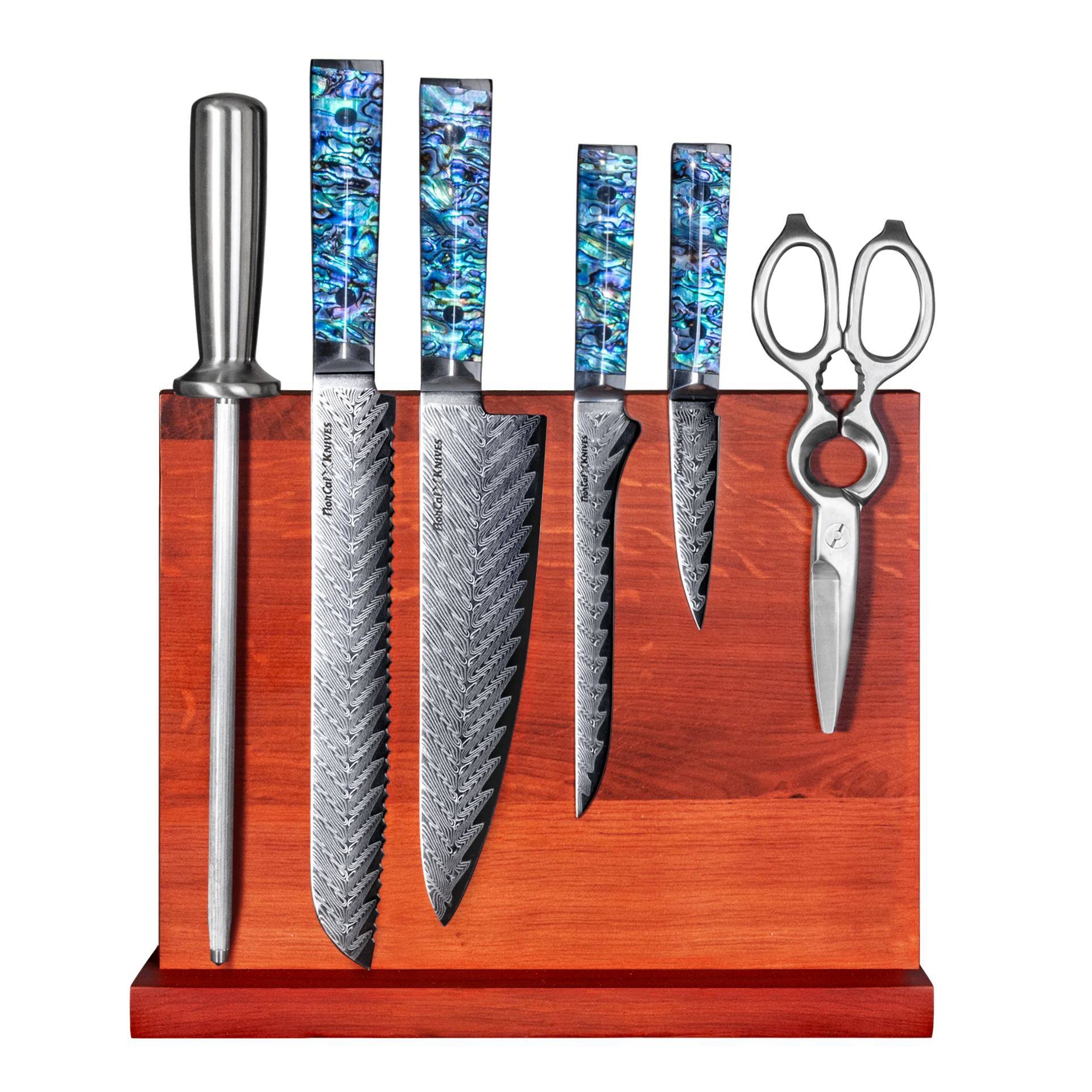 NorCal Knives — Abalone Handle 7 piece Block Set